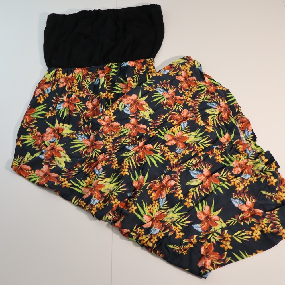 Women's Island Aloha Wear Black Tropical Floral Tube Dress sz S - Picture 5 of 9